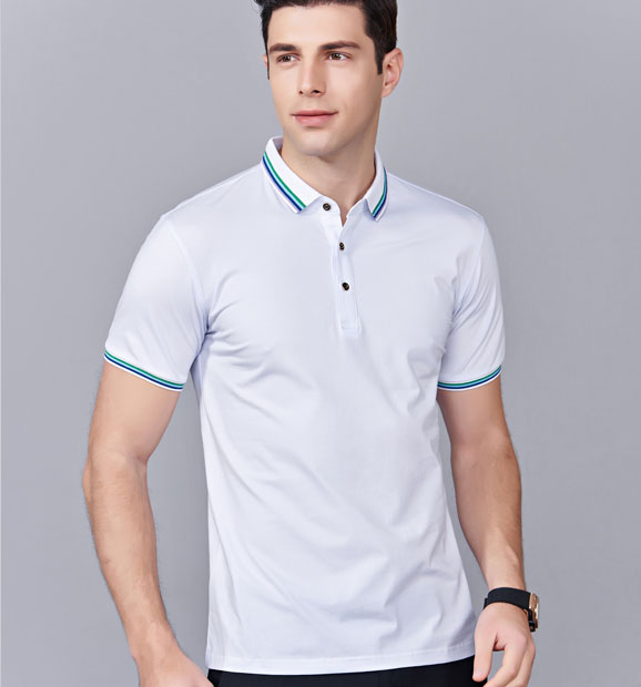 夏季白色男女同款冰瓷棉短袖翻領(lǐng)時尚T恤衫/polo衫-66531#
