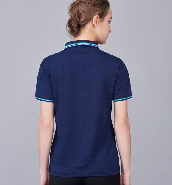 夏季藏藍色男女同款冰瓷棉短袖翻領(lǐng)時尚T恤衫/polo衫-66531#