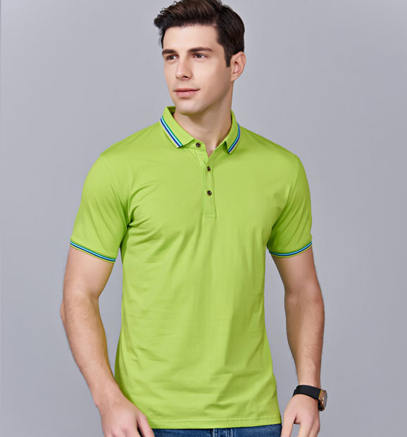 夏季果綠色男女同款冰瓷棉短袖翻領時尚T恤衫/polo衫-66531#