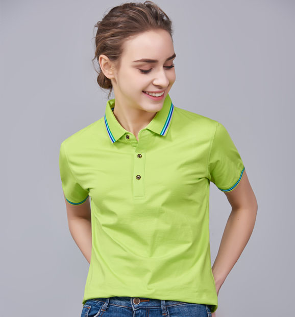 夏季果綠色男女同款冰瓷棉短袖翻領時尚T恤衫/polo衫-66531#