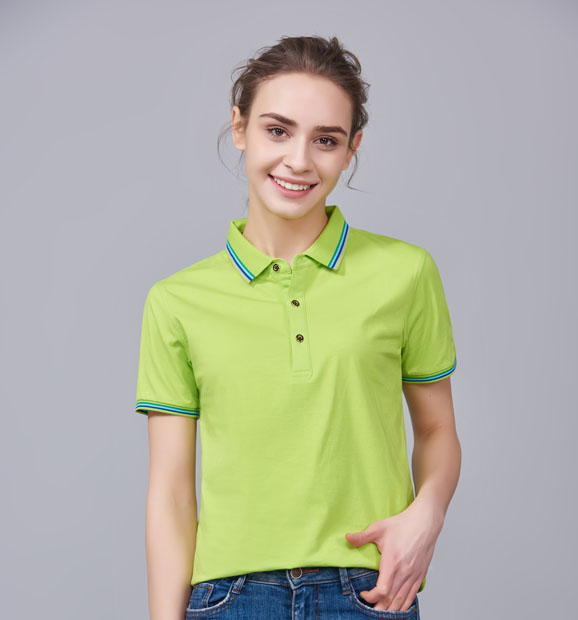 夏季果綠色男女同款冰瓷棉短袖翻領時尚T恤衫/polo衫-66531#