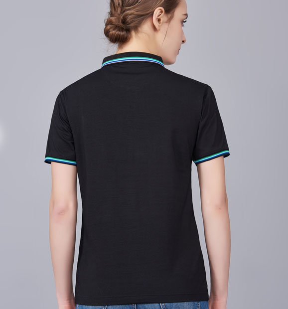 夏季黑色男女同款冰瓷棉短袖翻領時尚T恤衫/polo衫-66531#