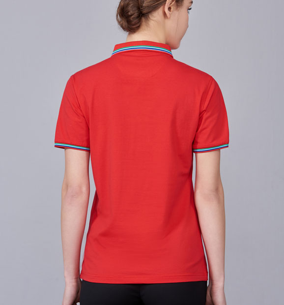 夏季紅色男女同款冰瓷棉短袖翻領時尚T恤衫/polo衫-66531#