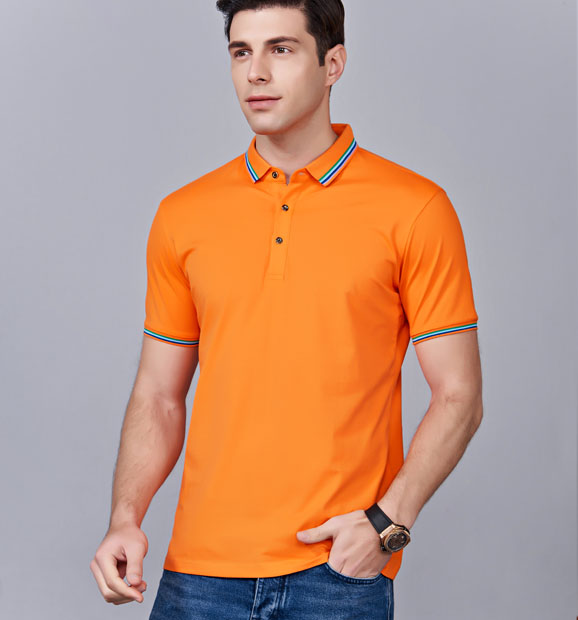 夏季橘色男女同款冰瓷棉短袖翻領時尚T恤衫/polo衫-66531#