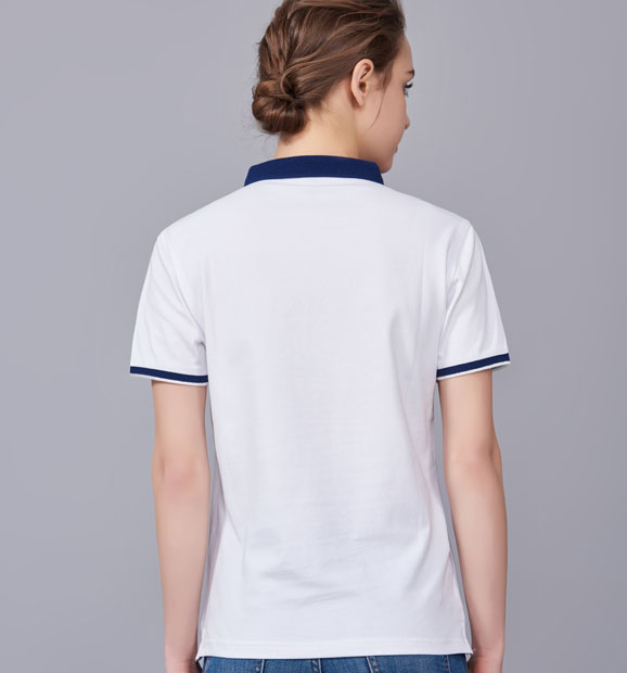 夏季白色男女同款滌棉短袖翻領(lǐng)時尚休閑T恤衫/馬球衫-85651#