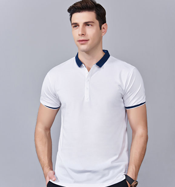 夏季白色男女同款滌棉短袖翻領(lǐng)時尚休閑T恤衫/馬球衫-85651#