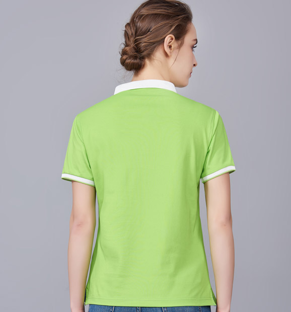 夏季果綠色男女同款滌棉短袖翻領時尚休閑T恤衫/馬球衫-85651#