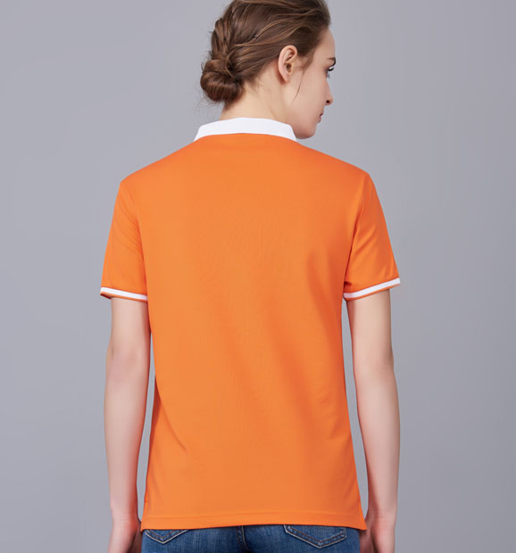 夏季橘色男女同款滌棉短袖翻領(lǐng)時(shí)尚休閑T恤衫/馬球衫-85651#