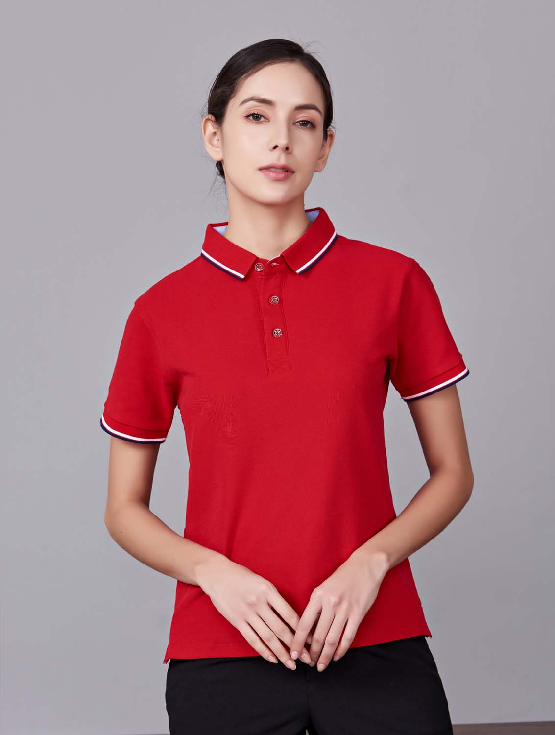 夏季藏大紅男女同款滌棉短袖翻領(lǐng)時(shí)尚T恤衫/polo衫-2788#