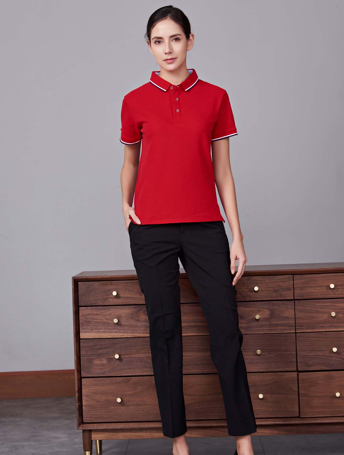 夏季藏大紅男女同款滌棉短袖翻領(lǐng)時(shí)尚T恤衫/polo衫-2788#