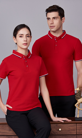 夏季藏大紅男女同款滌棉短袖翻領時尚T恤衫/polo衫-2788#