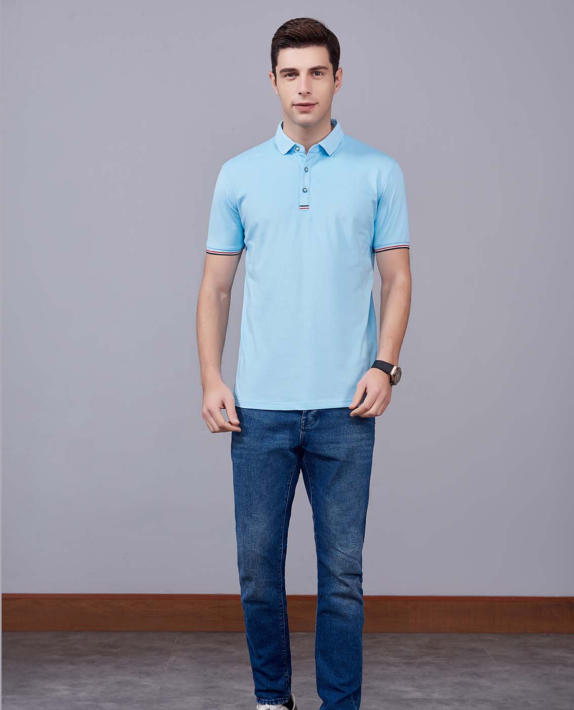 夏季紅色男女同款滌棉短袖翻領(lǐng)時(shí)尚T恤衫/polo衫-85681#