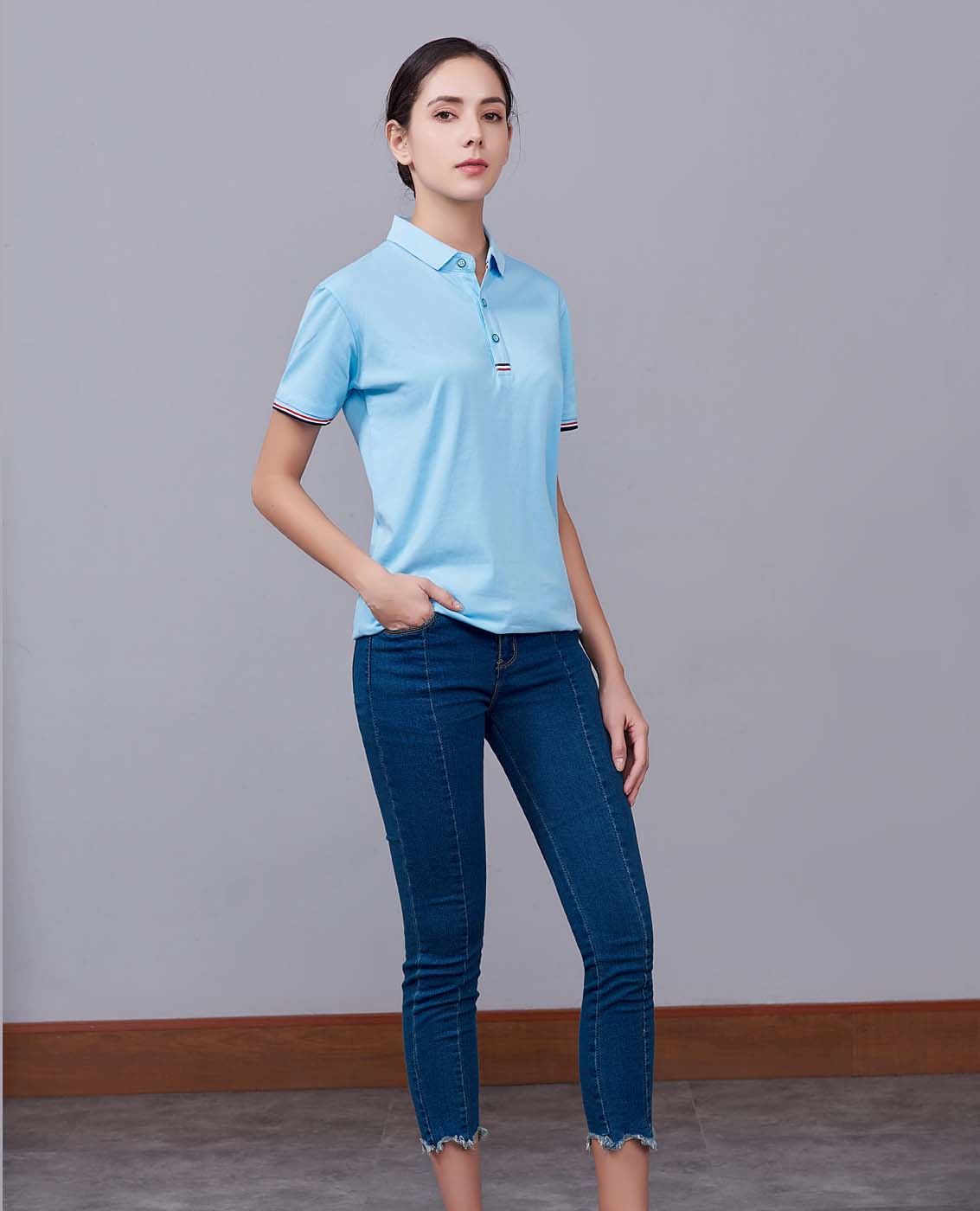 夏季紅色男女同款滌棉短袖翻領(lǐng)時(shí)尚T恤衫/polo衫-85681#