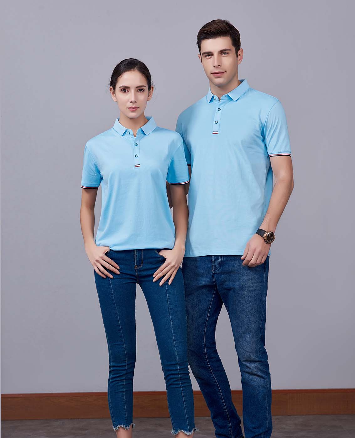 夏季紅色男女同款滌棉短袖翻領(lǐng)時(shí)尚T恤衫/polo衫-85681#