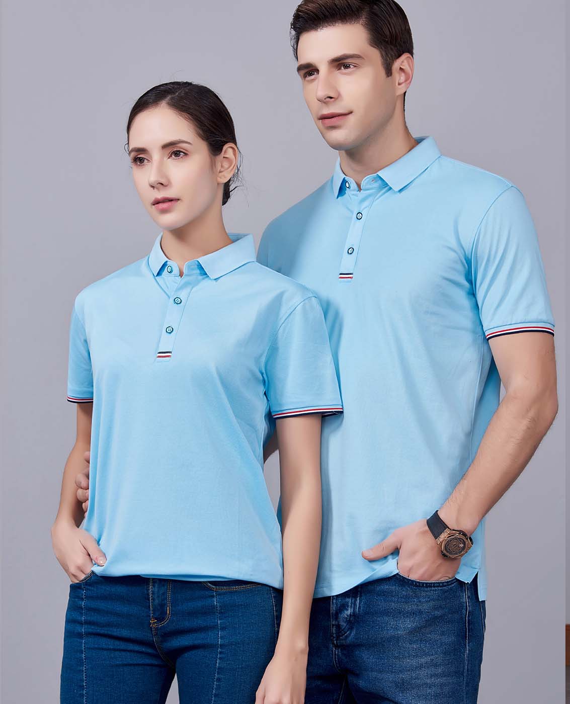 夏季紅色男女同款滌棉短袖翻領(lǐng)時(shí)尚T恤衫/polo衫-85681#